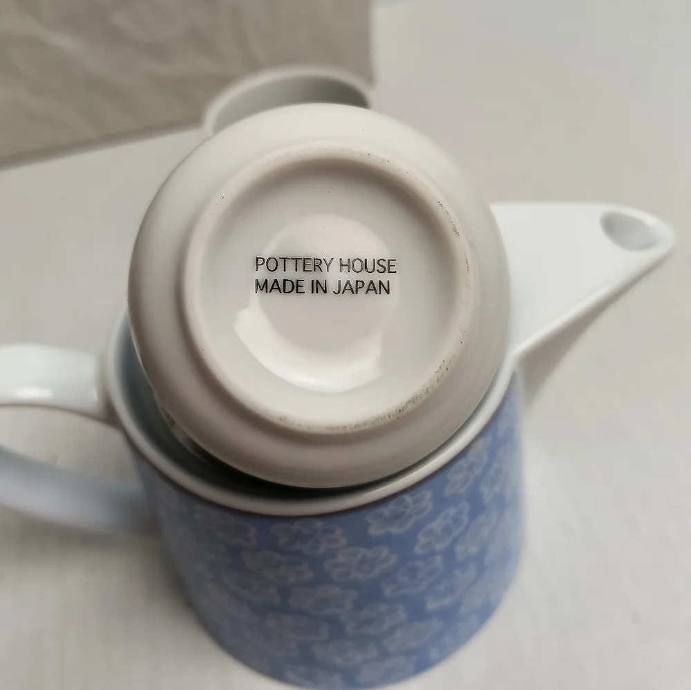 Pottery House Japanese Teapot Blue Floral Porcelain Tea Lover Made In Japan